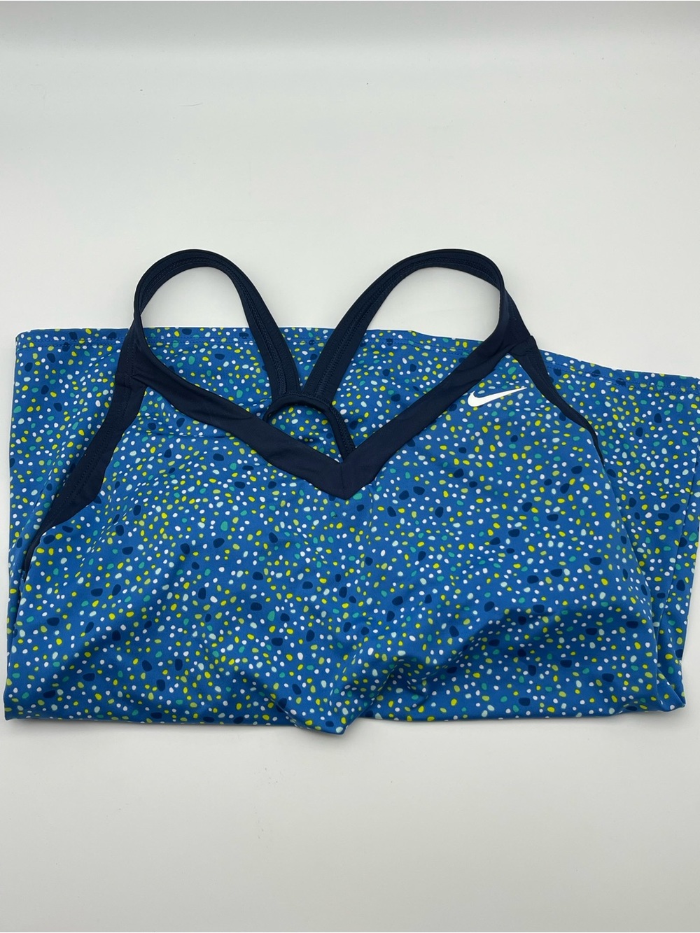 Nike Women’s Tankini Swim Top Blue Water Dots Multicolor Racerback M